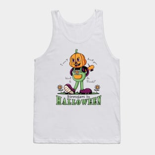 Halloween, a cartoon illustration of a child with a pumpkin head Tank Top